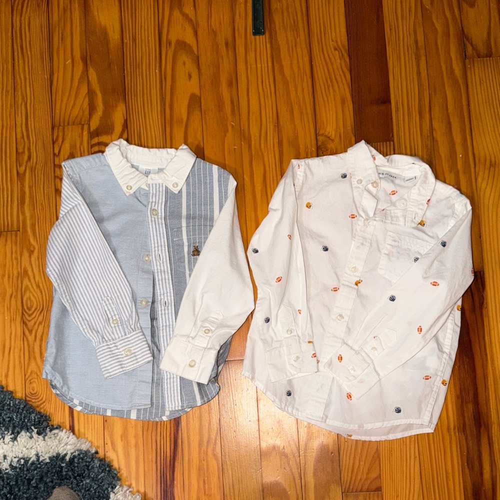 GAP Kids Blue Striped and Janie and Jack football Button-Down Shirts